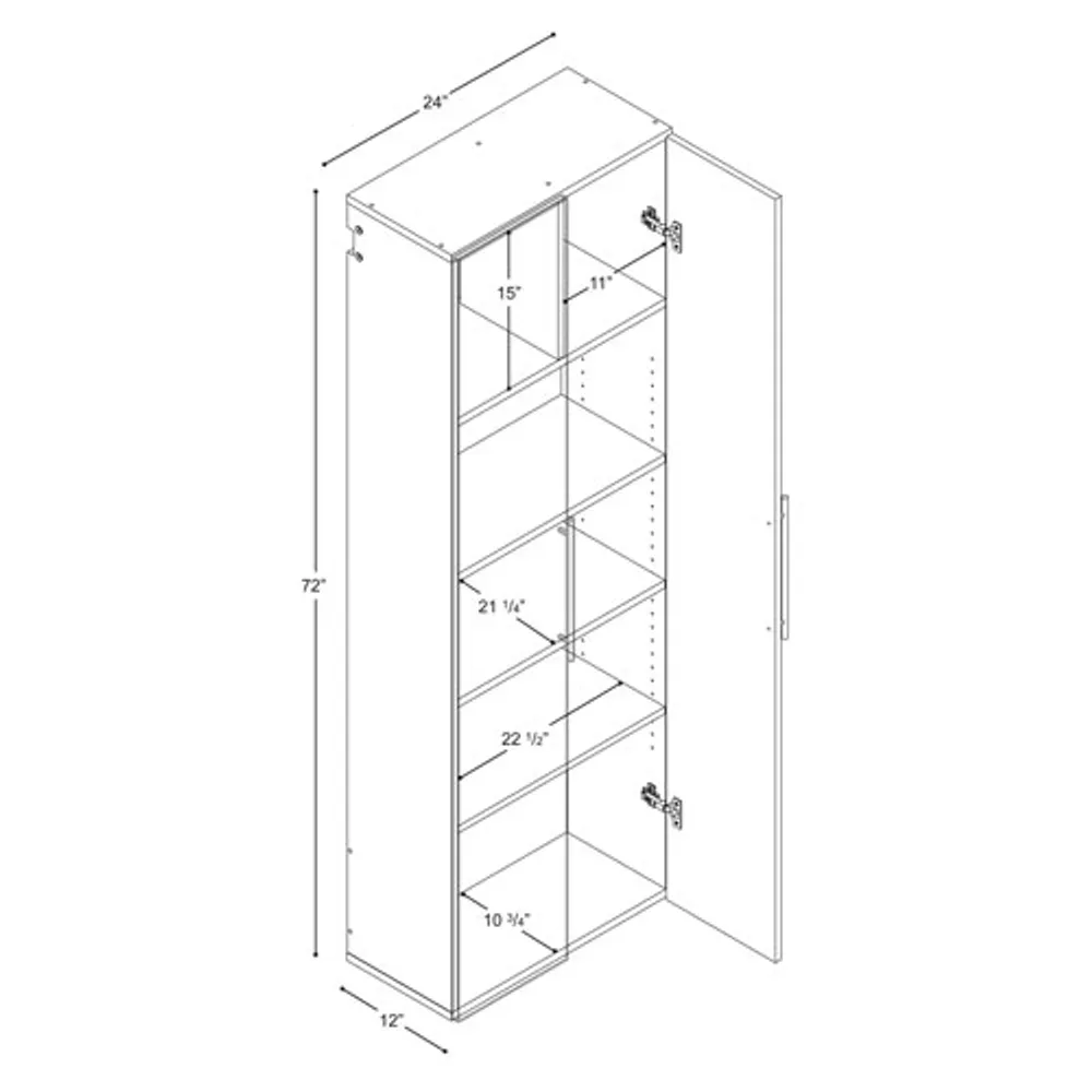 HangUps Home Storage 72" x 24" 4-Shelf Composite Wood Storage Cabinet with Doors - Light Grey