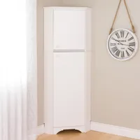 Elite Home Storage 72" 4-Shelf Composite Wood 2-Door Corner Cabinet - White