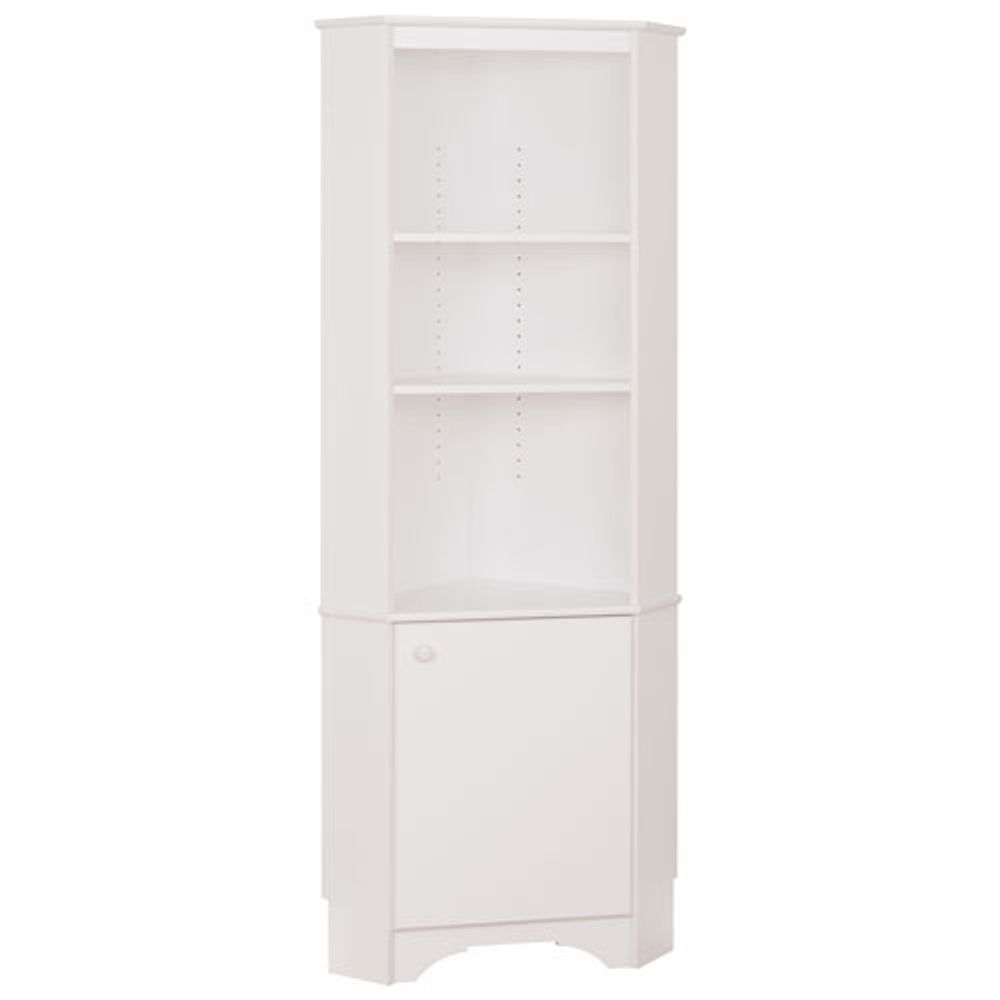Elite Home Storage 72" 4-Shelf Composite Wood 1-Door Corner Cabinet - White
