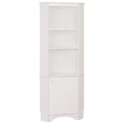 Elite Home Storage 72" 4-Shelf Composite Wood 1-Door Corner Cabinet - White