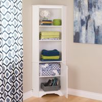 Elite Home Storage 72" 4-Shelf Composite Wood 1-Door Corner Cabinet - White
