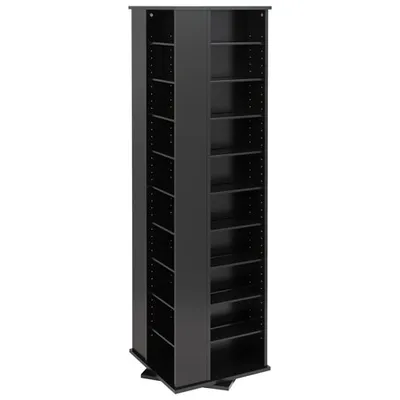 Prepac 65" 36-Shelf Composite Wood 4-Sided Spinning Tower - Black