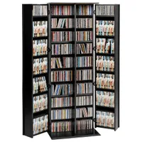 Grande 64" 23-Shelf Composite Wood Locking Media Storage Cabinet with Shaker Doors