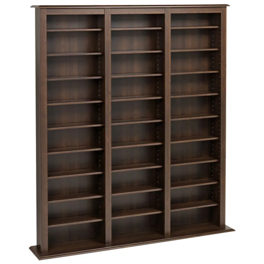 Prepac 64" 27-Shelf Composite Wood Triple Width Multimedia Storage Shelf - Espresso