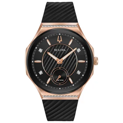 Bulova CURV High Performance Quartz Watch 40.5mm Men's Watch - Two-Tone Case, Black Rubber Strap & Black Dial