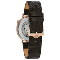 Bulova Aerojet Automatic Watch 41mm Men's Watch - Rose Gold-Tone Case, Brown Leather Strap & Silver-White Dial