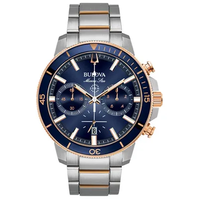 Bulova Marine Star Quartz Watch 45mm Men's Watch - Two-Tone Case, Silver-Tone Bracelet & Blue Dial