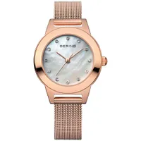 Bering Classic 25mm Women's Dress Watch with Swarovski Crystals - Rose Gold/Mother of Pearl