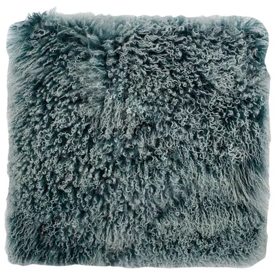 Moe's Home Lemmy Lamb Fur Decorative Pillow - Teal Snow Top