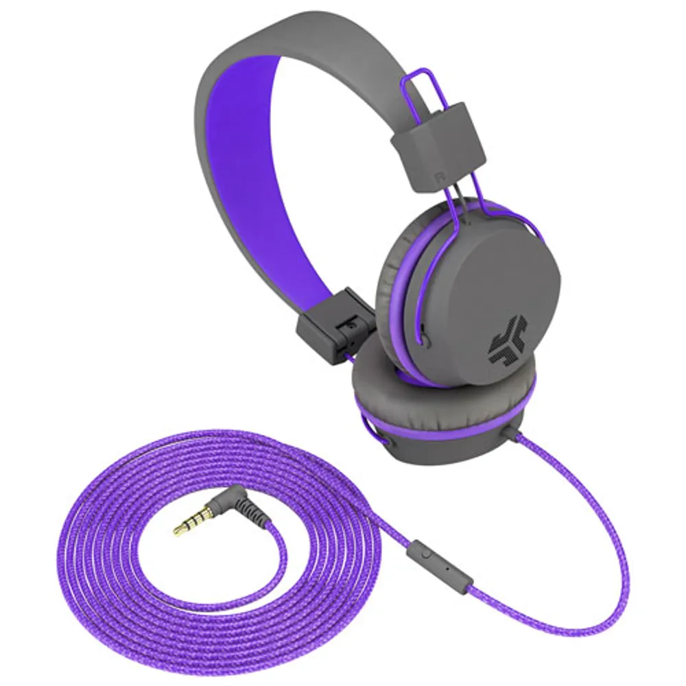 JLab JBuddies On-Ear Sound Isolating Headphones - Grey/Purple