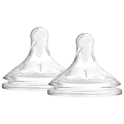 Dr. Brown's Natural Flow Options+ Level 1 Wide-Neck Baby Bottle Nipple - 2-Pack - Clear