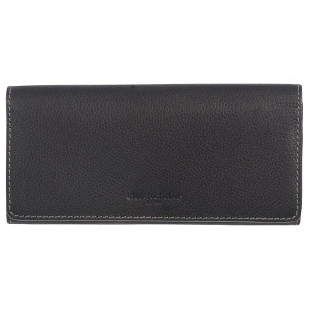 Club Rochelier Onyx RFID Leather Tri-fold Clutch Wallet - Black