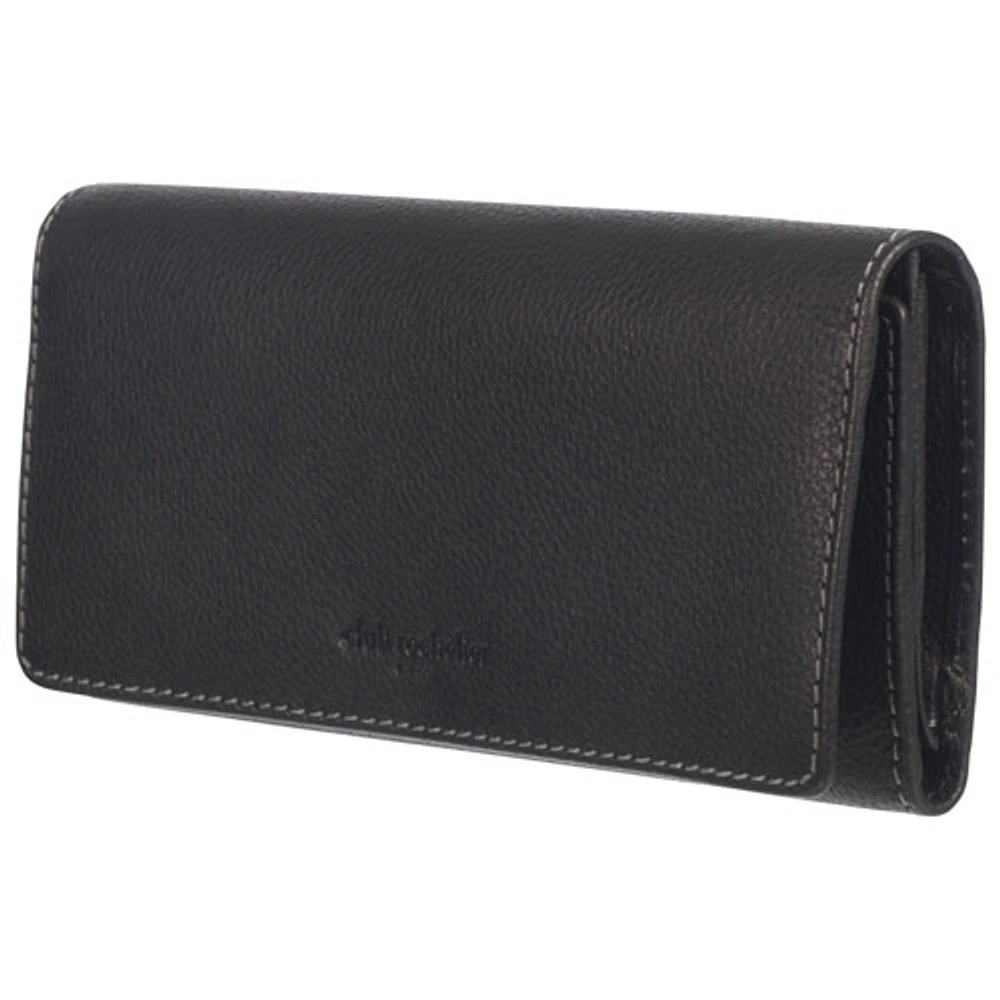 Pochette-portefeuille en cuir à trois volets RFID Onyx de Club Rochelier - Noir