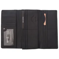 Club Rochelier Onyx RFID Leather Tri-fold Clutch Wallet - Black