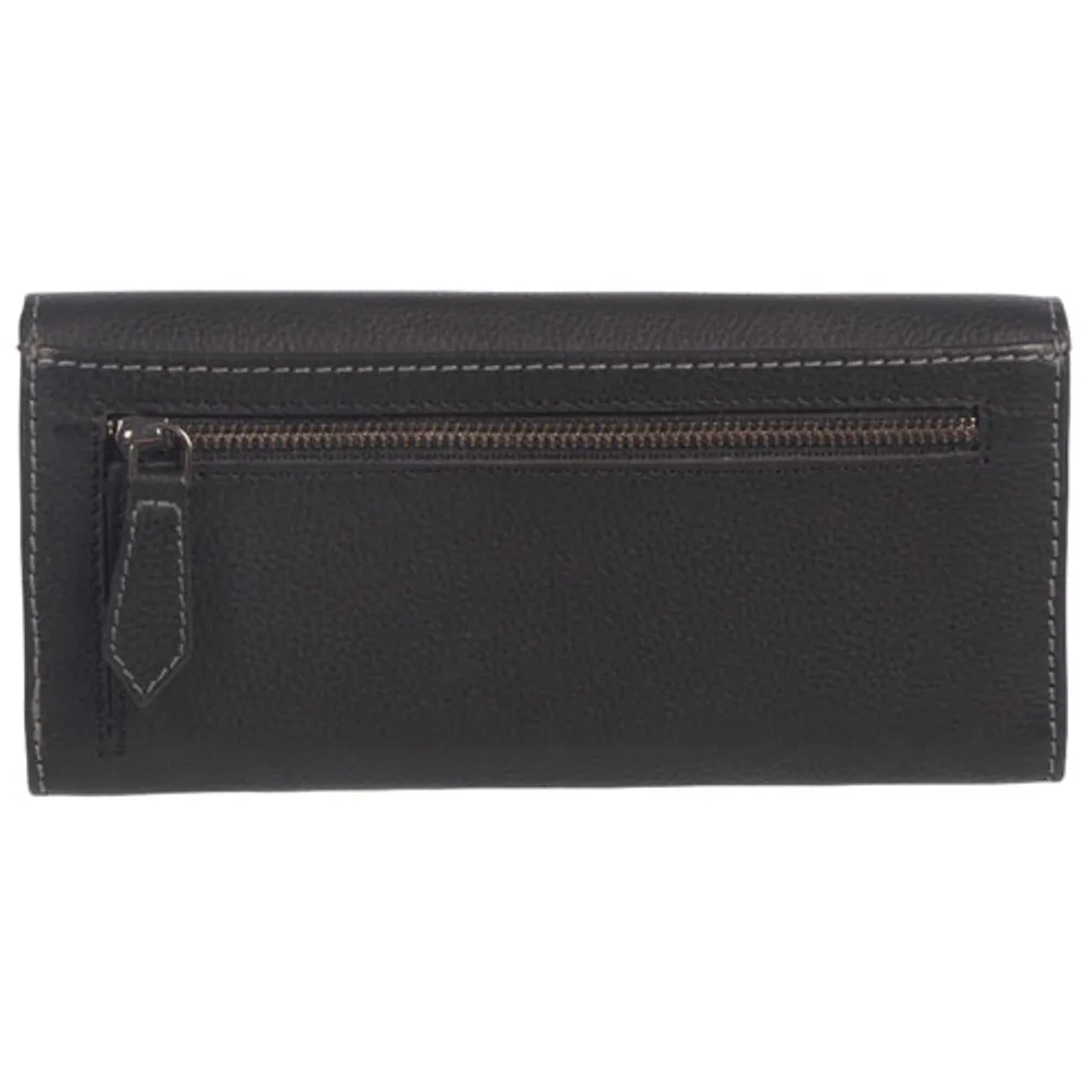 Club Rochelier Onyx RFID Leather Tri-fold Clutch Wallet - Black
