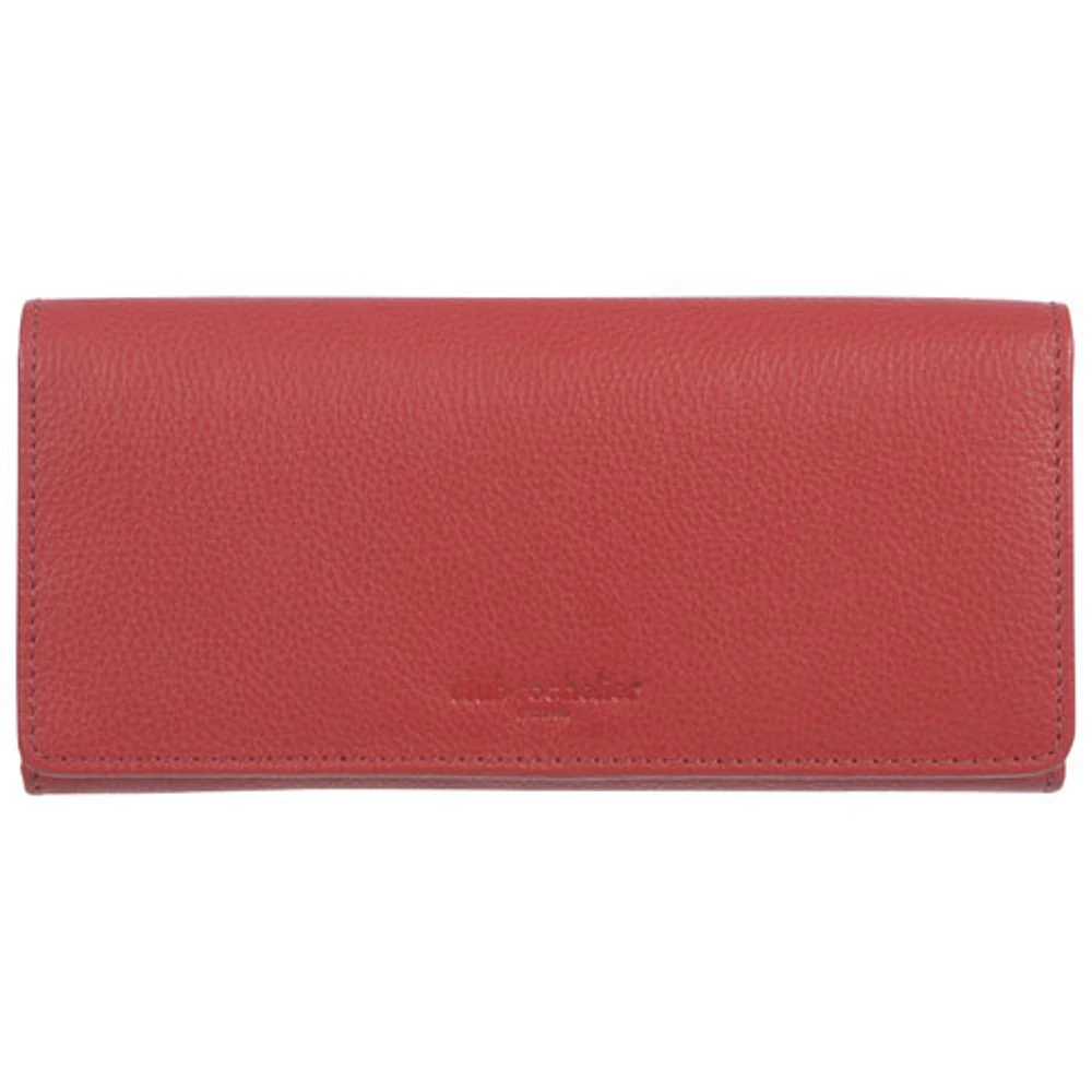 Club Rochelier Onyx RFID Leather Tri-fold Clutch Wallet - Red