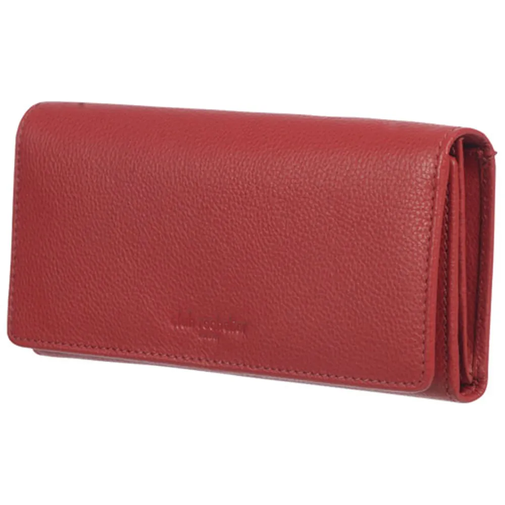 Club Rochelier Onyx RFID Leather Tri-fold Clutch Wallet - Red