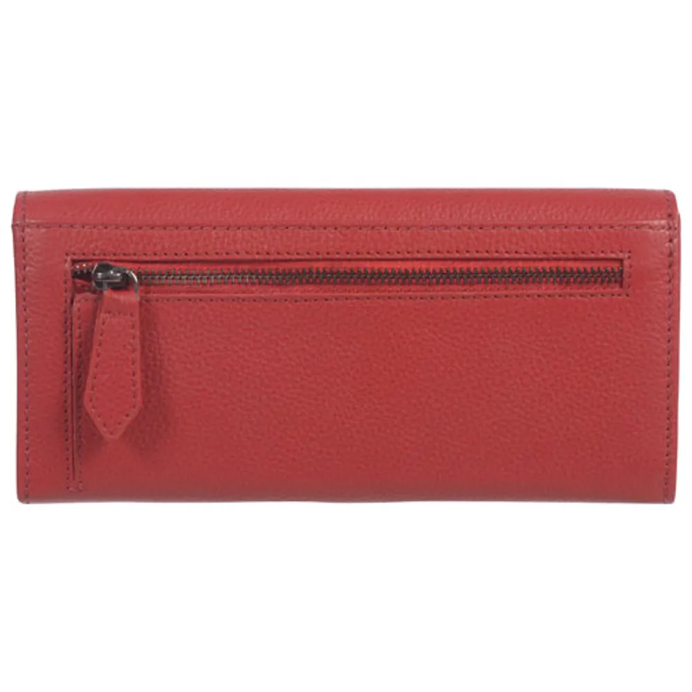 Club Rochelier Onyx RFID Leather Tri-fold Clutch Wallet - Red