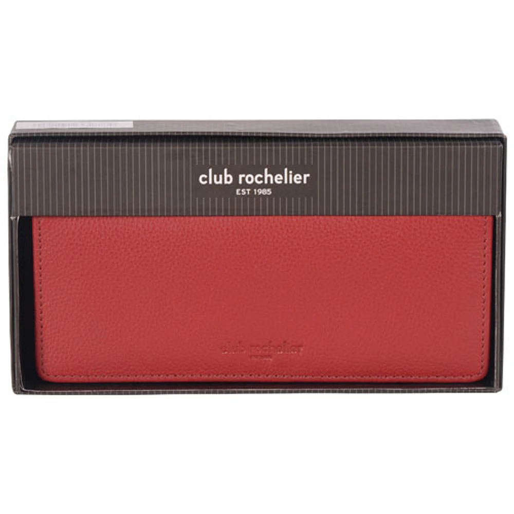 Club Rochelier Onyx RFID Leather Tri-fold Clutch Wallet - Red