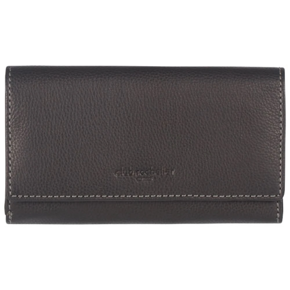 Pochette-portefeuille en cuir à deux volets RFID Onyx de Club Rochelier - Noir