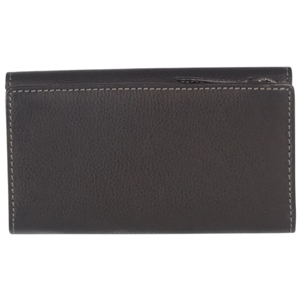 Pochette-portefeuille en cuir à deux volets RFID Onyx de Club Rochelier - Noir