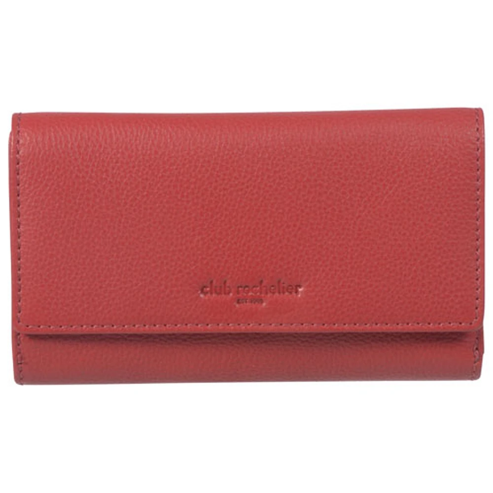 Club Rochelier Onyx RFID Leather Bi-fold Clutch Wallet - Red