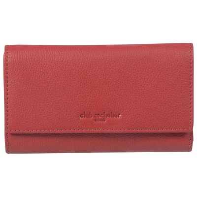 Pochette-portefeuille en cuir à deux volets RFID Onyx de Club Rochelier - Rouge