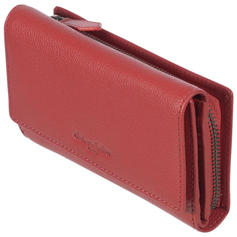 Club Rochelier Onyx RFID Leather Bi-fold Clutch Wallet - Red