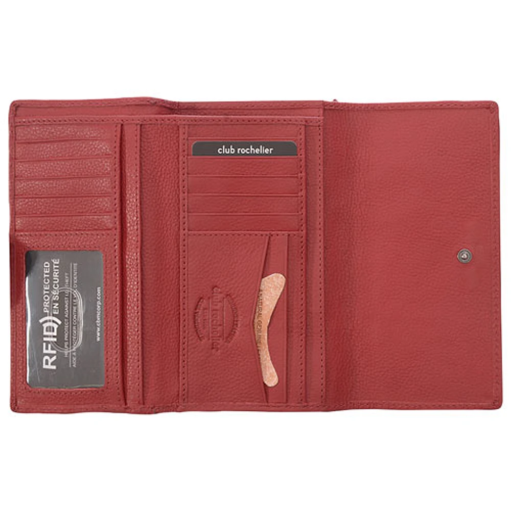 Club Rochelier Onyx RFID Leather Bi-fold Clutch Wallet - Red