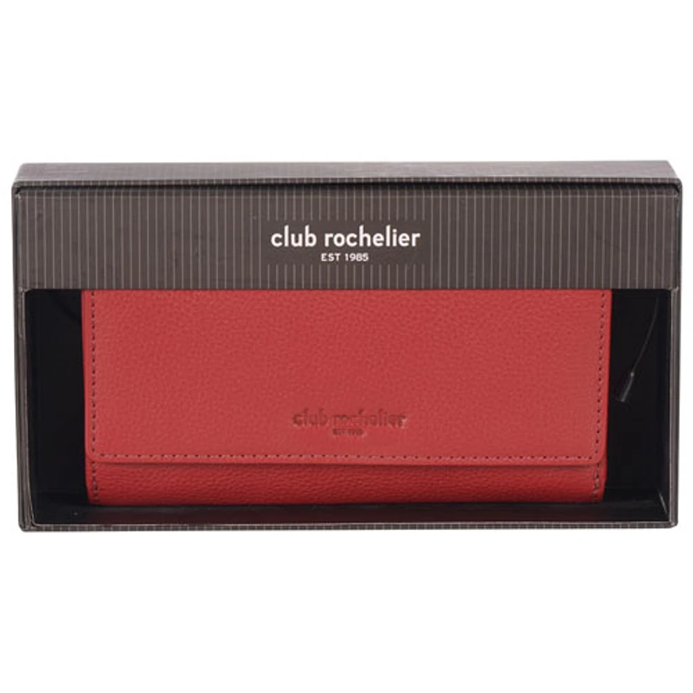 Pochette-portefeuille en cuir à deux volets RFID Onyx de Club Rochelier - Rouge