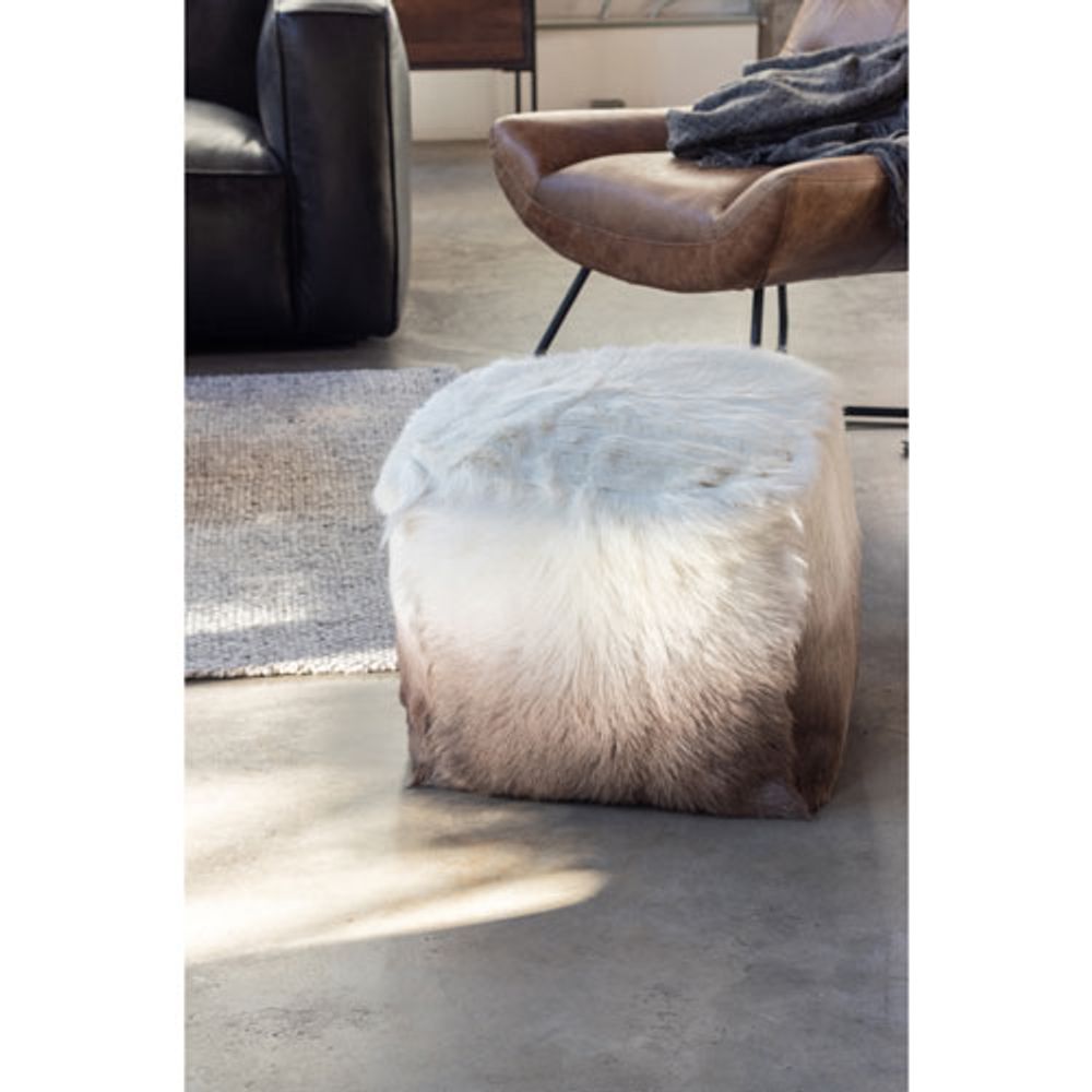 Goat Transitional Polyester Poufs - Ivery