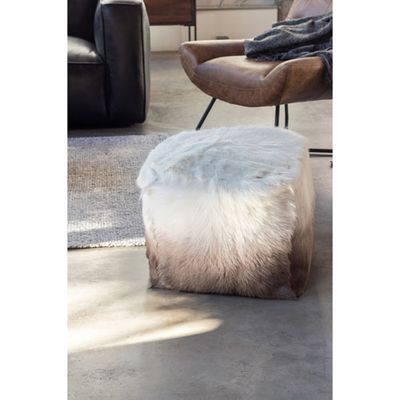 Goat Transitional Polyester Poufs - Ivery