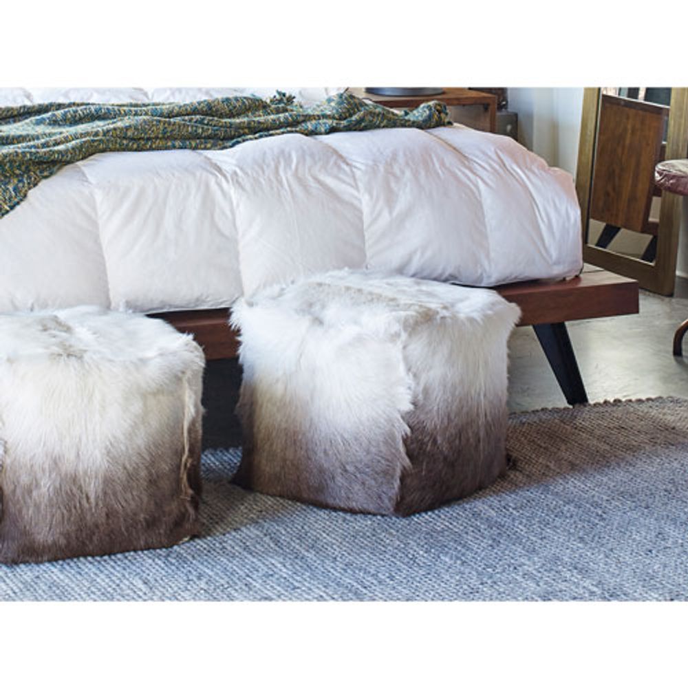 Goat Transitional Polyester Poufs - Ivery