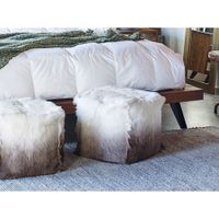 Goat Transitional Polyester Poufs - Ivery