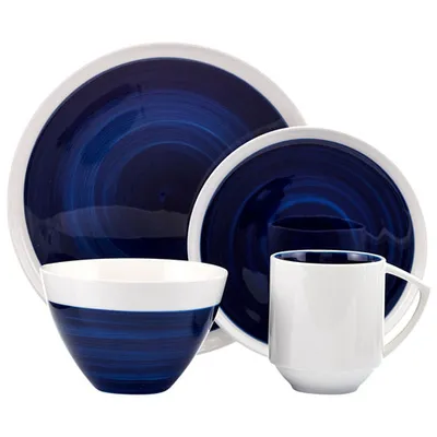 Service de vaisselle de 16 pièces en porcelaine Midnight Glory de Brilliant - Bleu