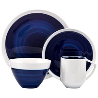 Service de vaisselle de 16 pièces en porcelaine Midnight Glory de Brilliant - Bleu