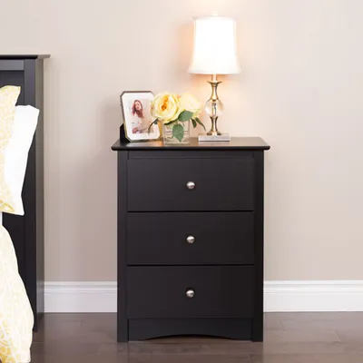 Sonoma Transitional 3-Drawer Nightstand - Black