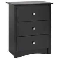 Sonoma Transitional 3-Drawer Nightstand - Black