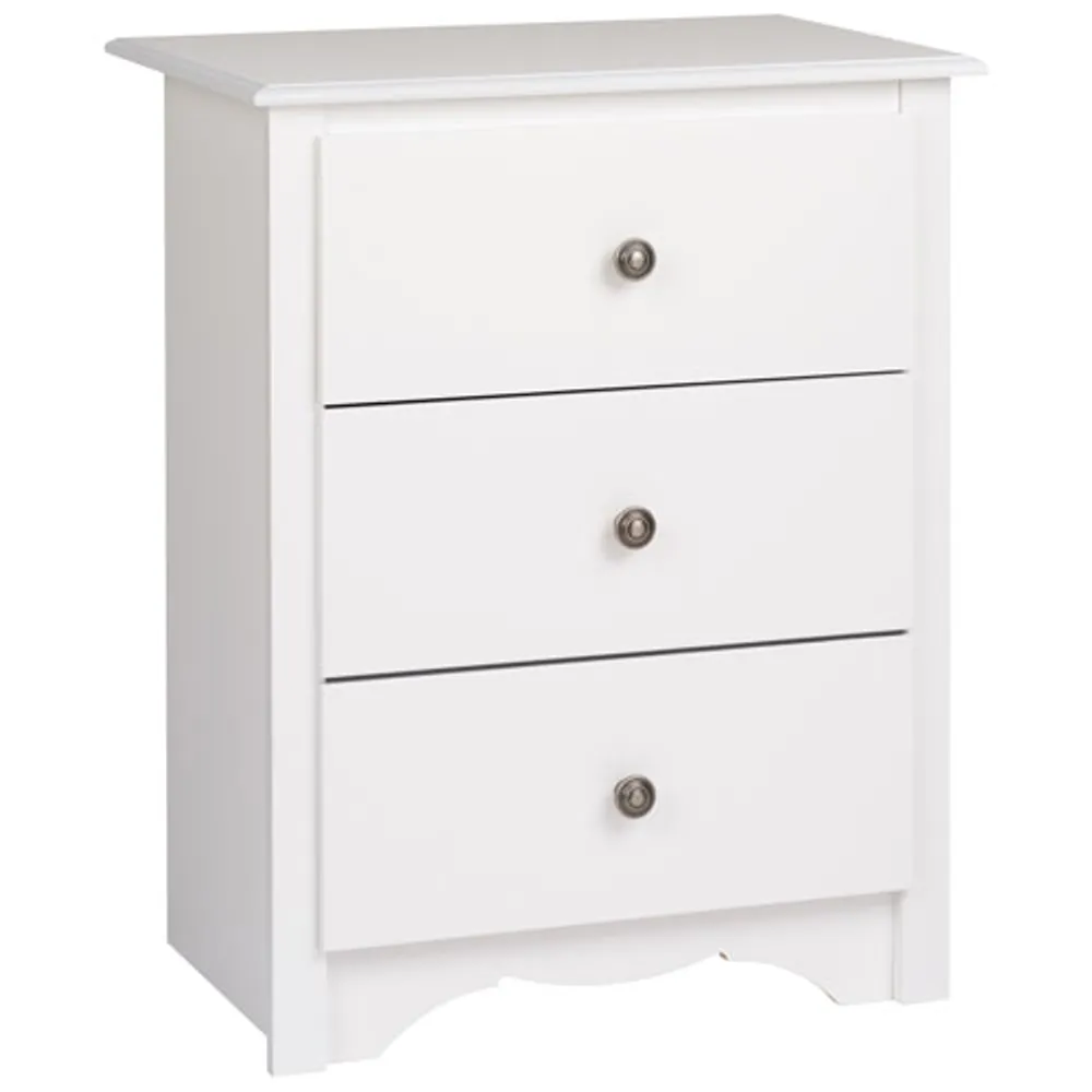 Monterey Transitional 3-Drawer Nightstand - White