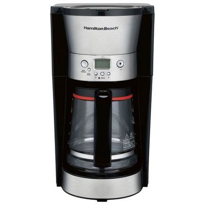 Hamilton Beach Drip Programmable Coffee Maker - 12-Cup - Black/Stainless Steel