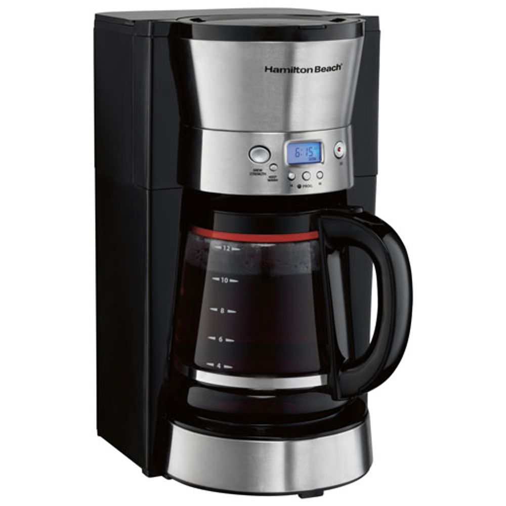 Hamilton Beach Drip Programmable Coffee Maker - 12-Cup - Black/Stainless Steel