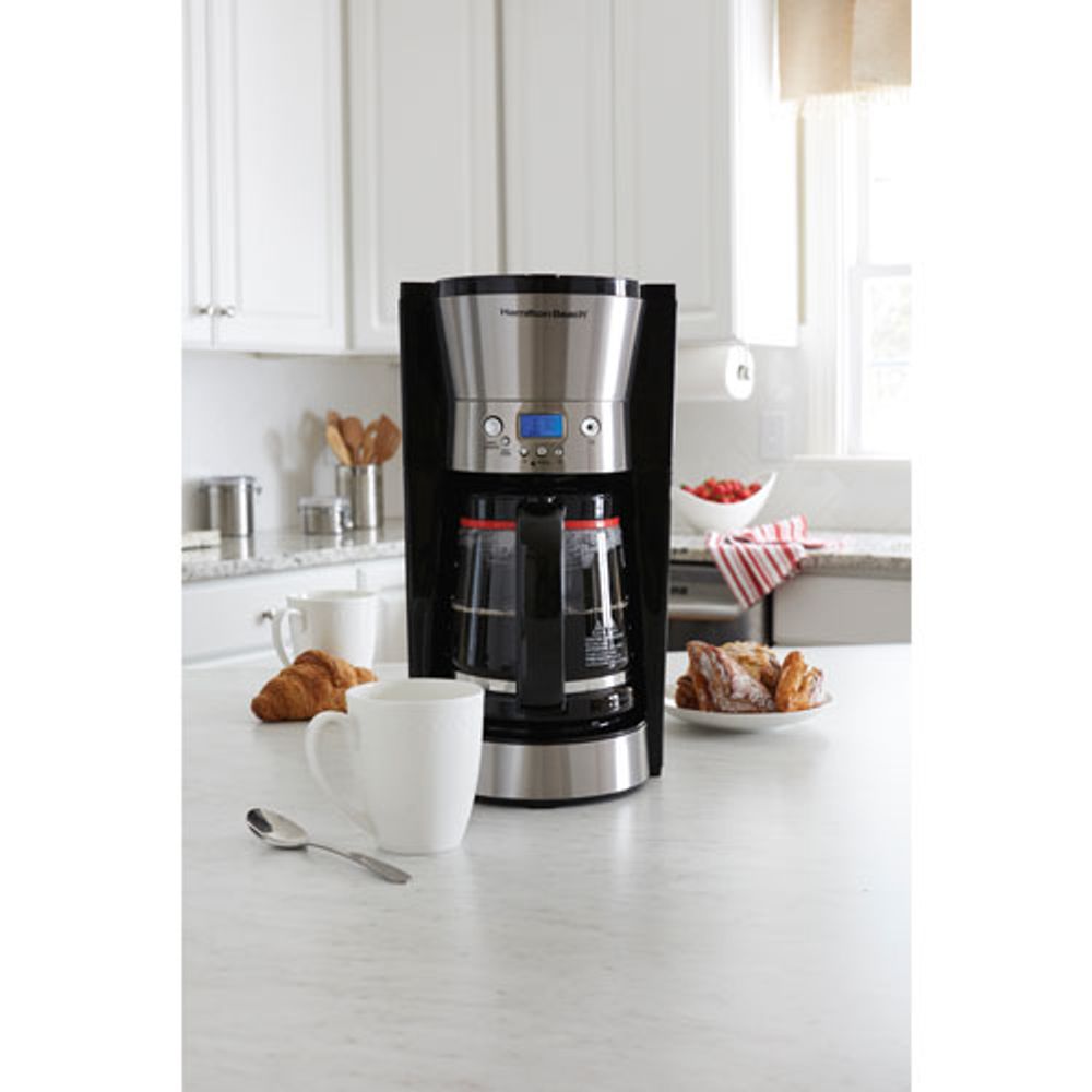 Hamilton Beach Drip Programmable Coffee Maker - 12-Cup - Black/Stainless Steel