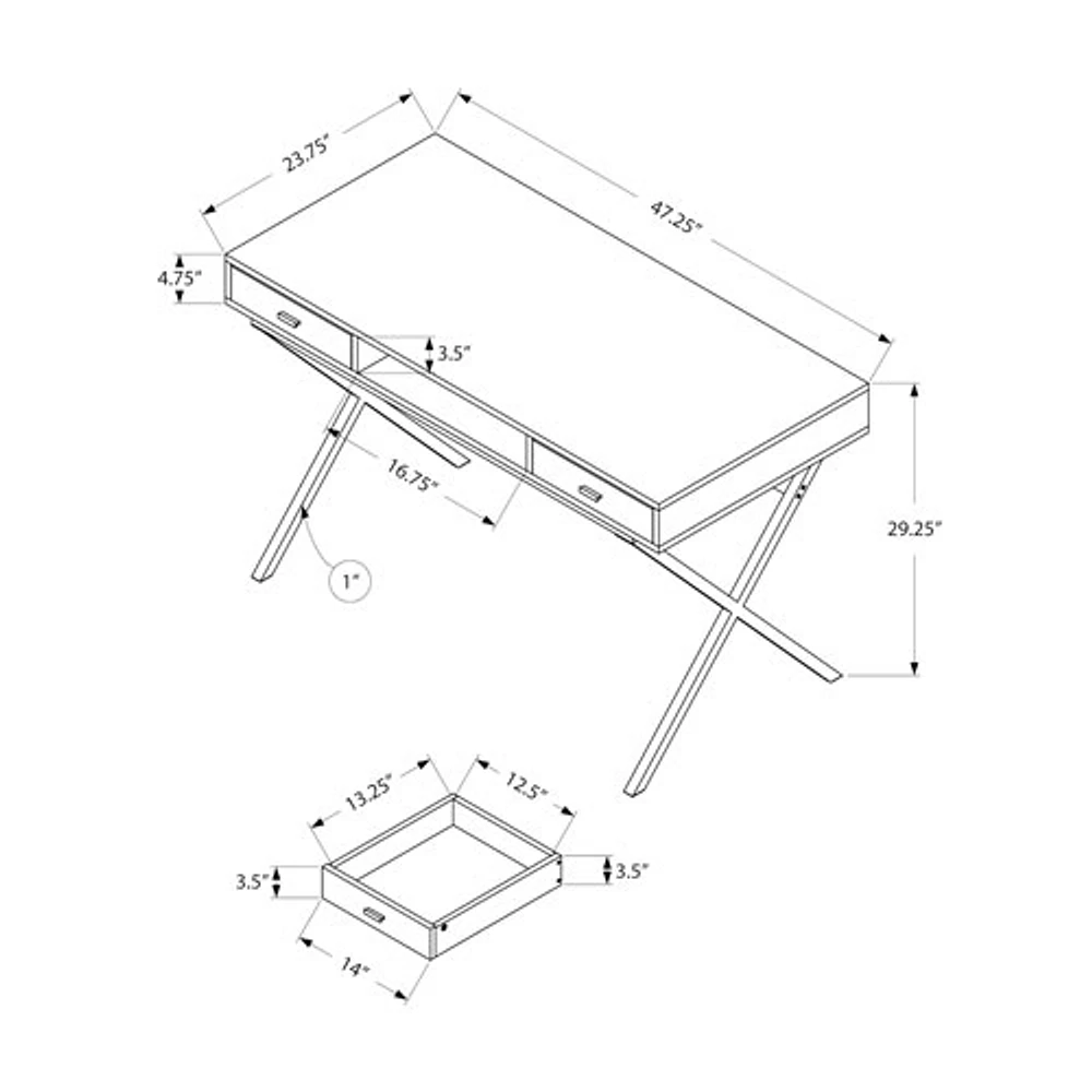 Monarch Computer Desk with Storage - Taupe