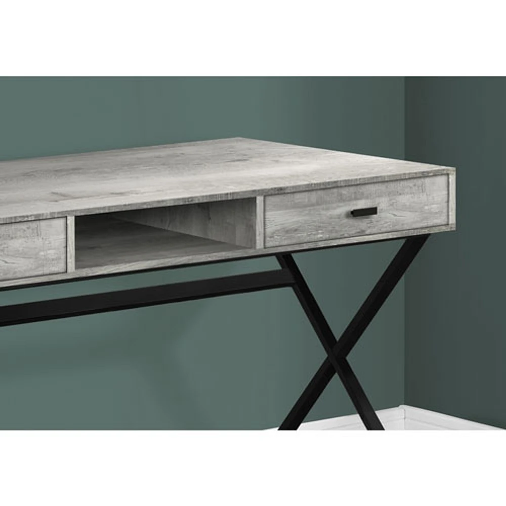 Bureau d'ordinateur avec rangement de Monarch - Gris