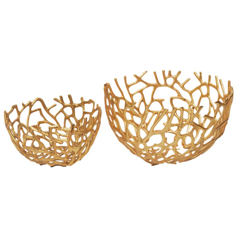 Nest Aluminum Decorative Bowl - Set of 2 - Gold