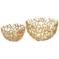 Nest Aluminum Decorative Bowl - Set of 2 - Gold