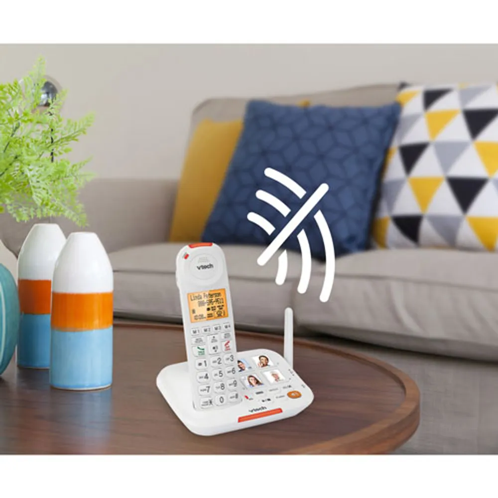 Système téléphonique sans fil DECT 6.0 à 1 combiné avec répondeur CareLine de VTech (SN5127) - Blanc