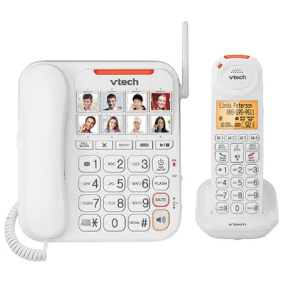 VTech CareLine Amplified Corded Phone with DECT 6.0GHz Cordless Phone (SN5147)