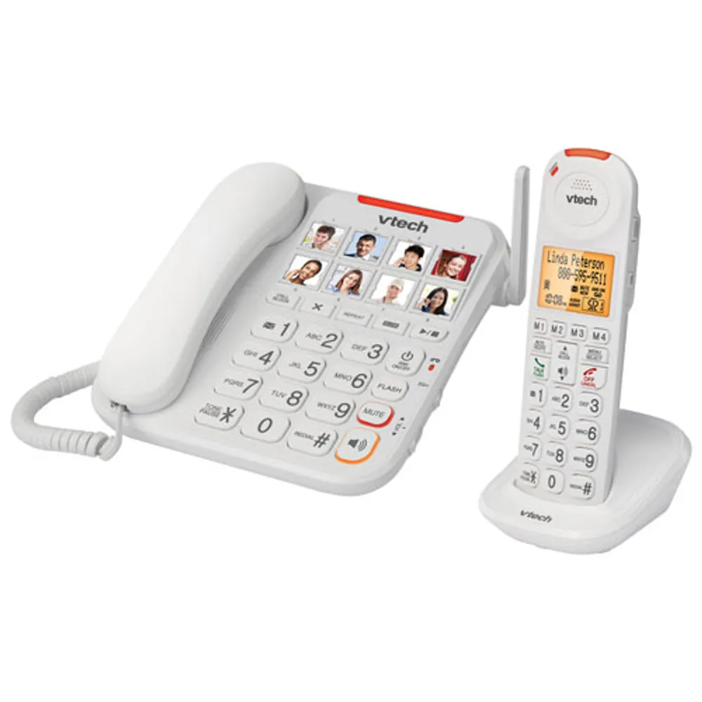 VTech CareLine Amplified Corded Phone with DECT 6.0GHz Cordless Phone (SN5147)