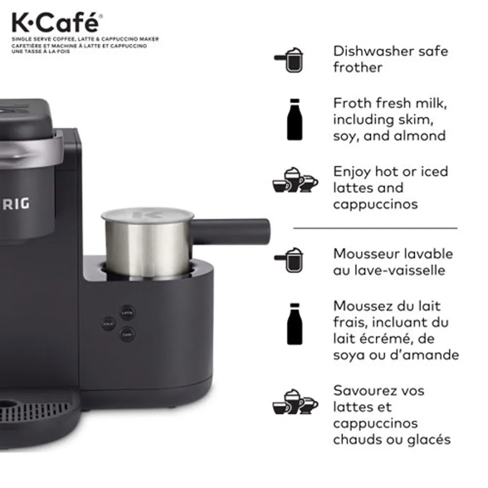 Keurig K-Cafe Single Serve K-Cup Coffee Maker, Latte Maker and Cappuccino  Maker, Dark Charcoal 